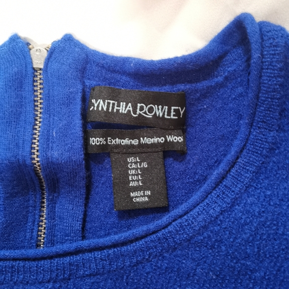 Cynthia Rowley 100% extrafine merino wool crewneck sweater (L) - Picture 3 of 4